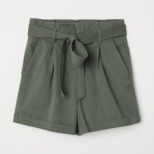 H&M Khaki Green Paper Bag Shorts